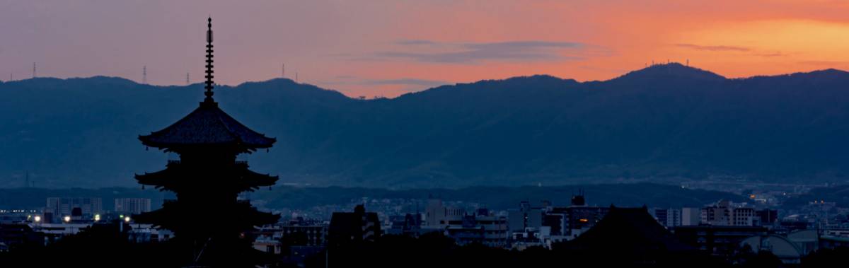 夕暮れの京都、古都京都の景観